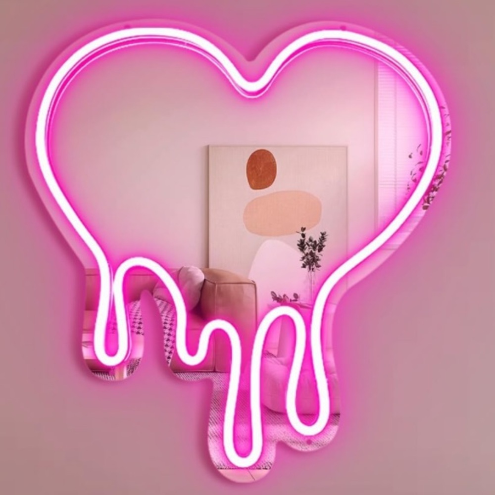 Pink Mirror Neon Light melting heart adjustable brightness dripping heart - Picture 9 of 9